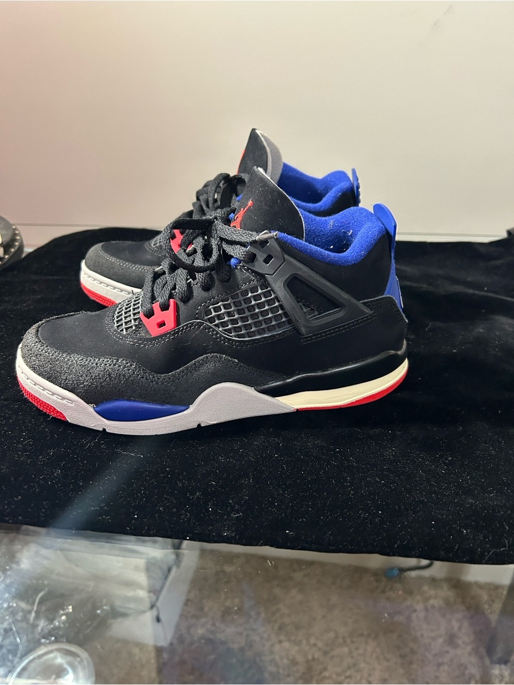 Jordan Kids Retro Black Sneakers with Blue and Red Accents
